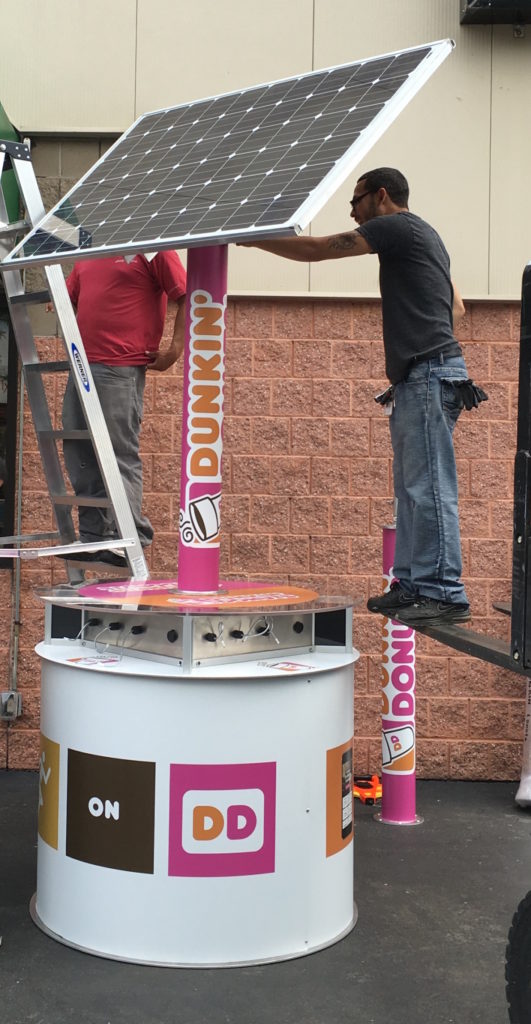 goCharge Solar Charging Station Branded by Dunkin Donuts